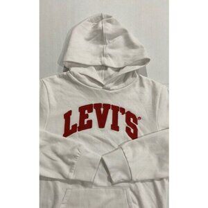 NWOT Youth Levi's Long Sleeve Hoodie Size L White Cotton/Polyester Damaged